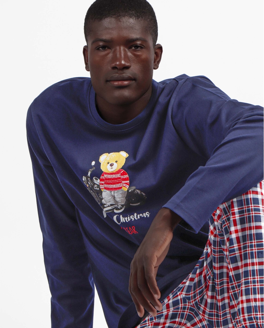 ADMAS Pijama Manga Larga Bear para Hombre MARINO