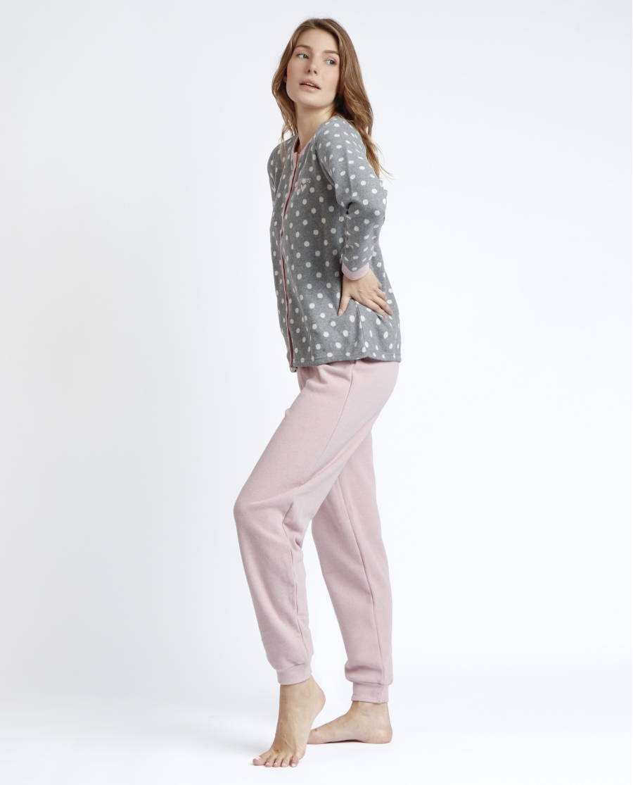 ADMAS Pijama Abierto Manga Larga Sweet Dots B para Mujer GRIS JASPE ADMAS Pijama Abierto Manga Larga Sweet Dots B para Mujer GRIS JASPE