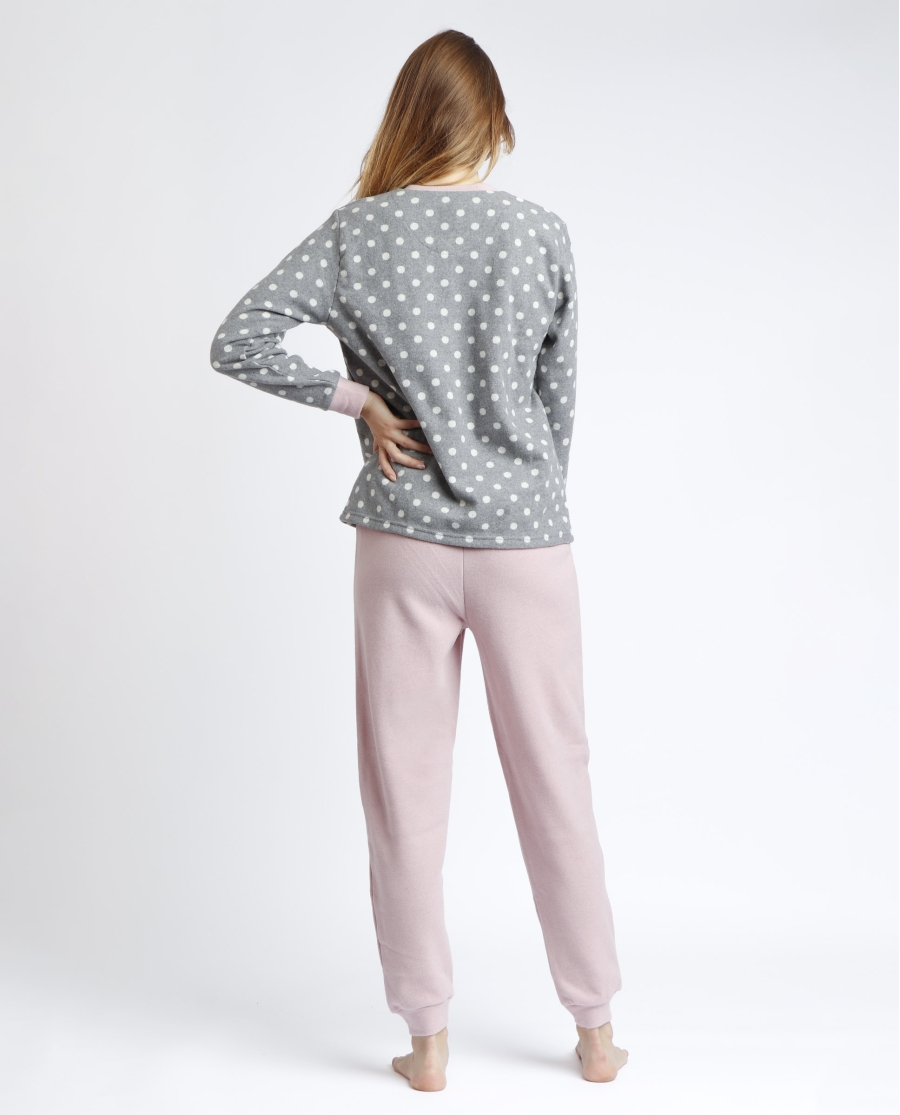 ADMAS Pijama Abierto Manga Larga Sweet Dots B para Mujer GRIS JASPE ADMAS Pijama Abierto Manga Larga Sweet Dots B para Mujer GRIS JASPE