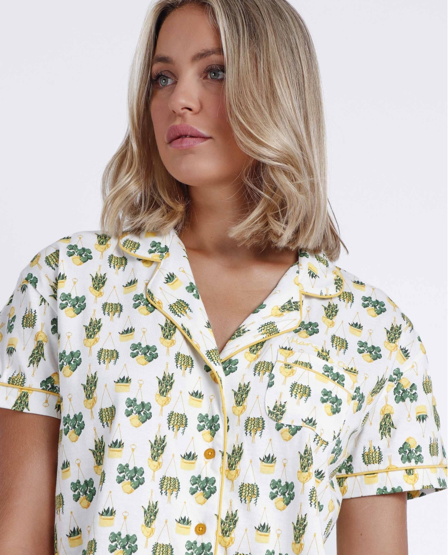 ADMAS Pijama Abierto Manga Corta Hanging Out para Mujer AMARILLO ADMAS Pijama Abierto Manga Corta Hanging Out para Mujer AMARILLO