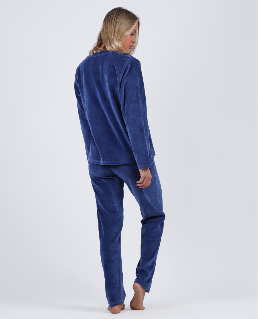 ADMAS Pijama Terciopelo Manga Larga Cloudy Nights para Mujer AZUL ADMAS Pijama Terciopelo Manga Larga Cloudy Nights para Mujer AZUL
