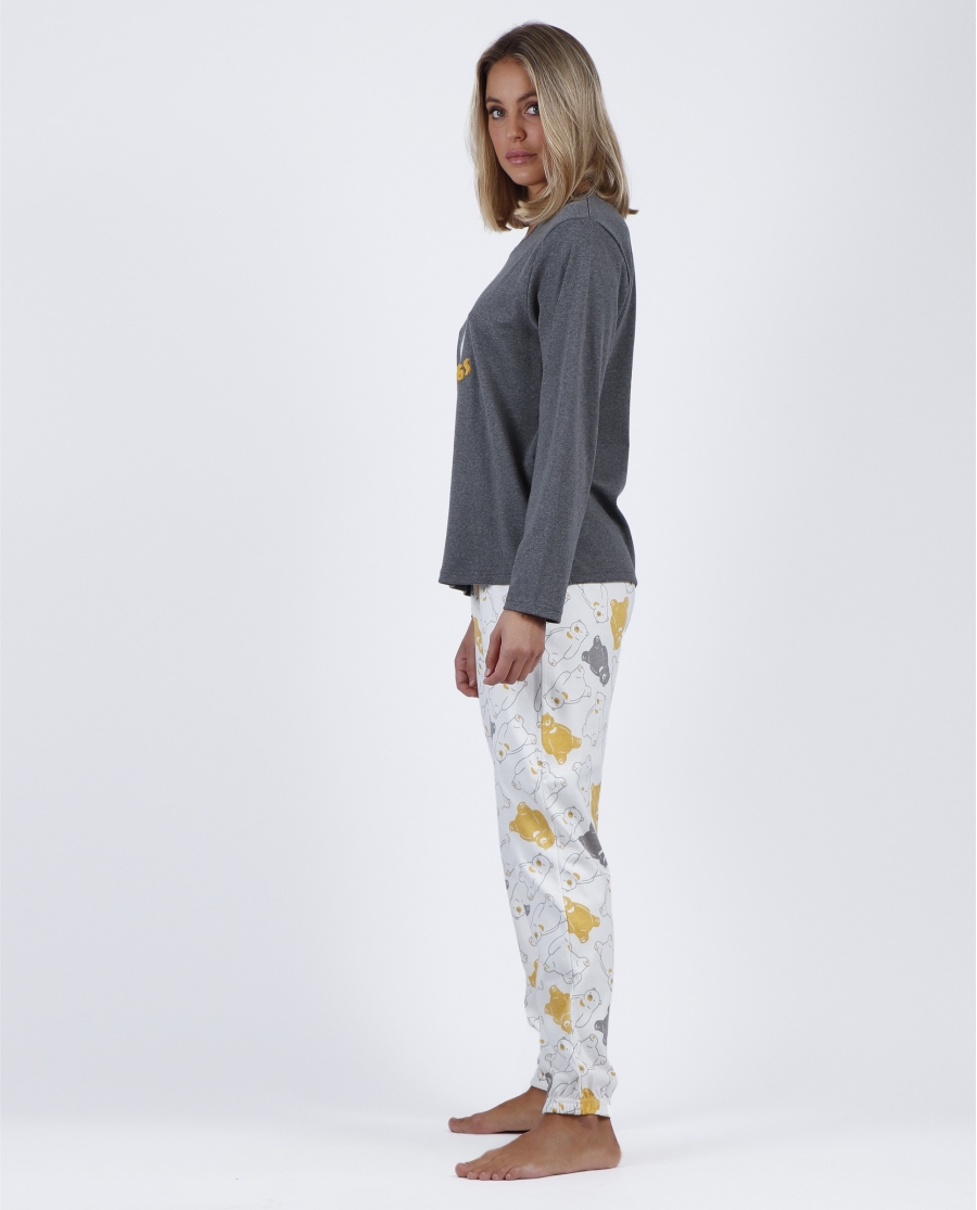 ADMAS Pijama Manga Larga Warm Hugs para Mujer GRIS JASPE