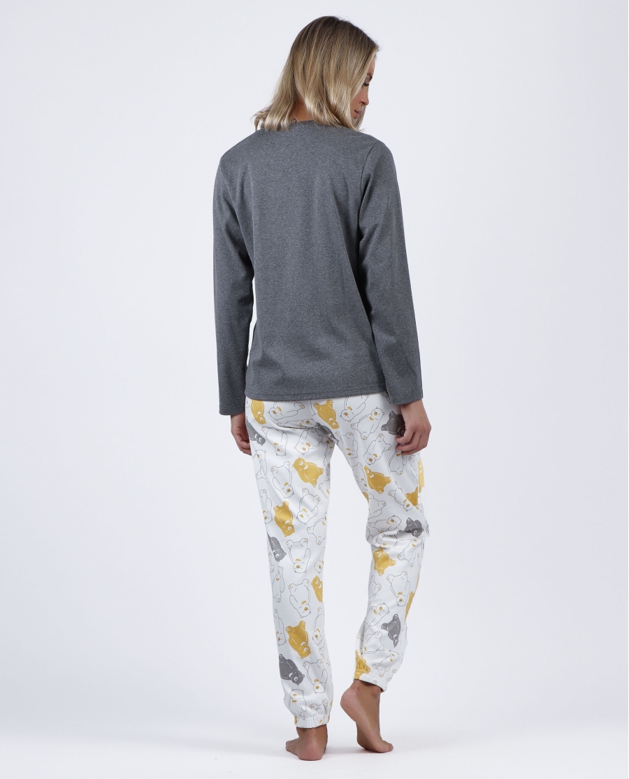 ADMAS Pijama Manga Larga Warm Hugs para Mujer GRIS JASPE