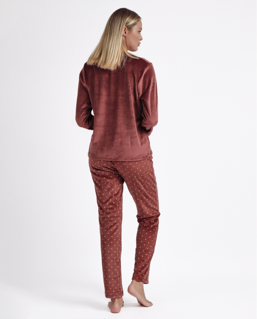 ADMAS Pijama Terciopelo Manga Larga Dream Big para Mujer CHOCOLATE ADMAS Pijama Terciopelo Manga Larga Dream Big para Mujer CHOCOLATE