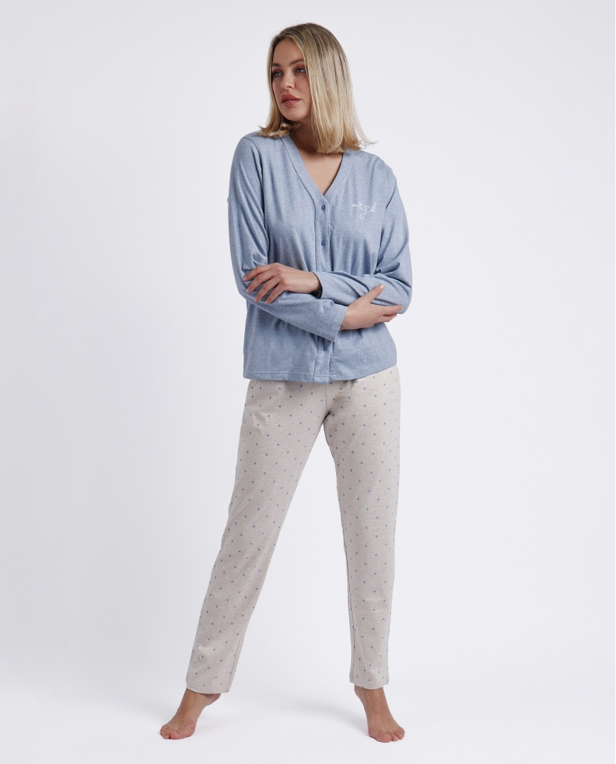 ADMAS CLASSIC Pijama Abierto Manga Larga You Are Enough para Mujer AZUL ADMAS CLASSIC Pijama Abierto Manga Larga You Are Enough para Mujer AZUL