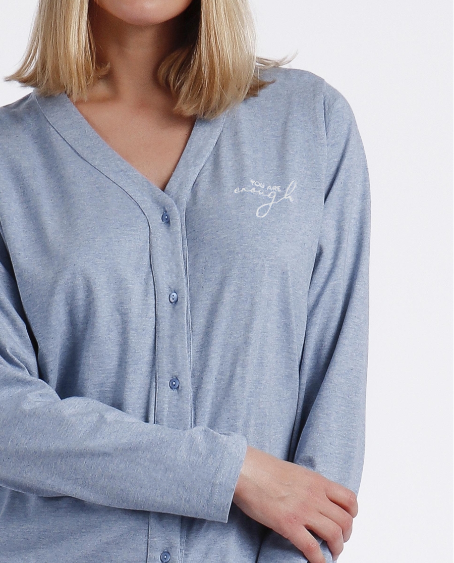 ADMAS CLASSIC Pijama Abierto Manga Larga You Are Enough para Mujer AZUL ADMAS CLASSIC Pijama Abierto Manga Larga You Are Enough para Mujer AZUL
