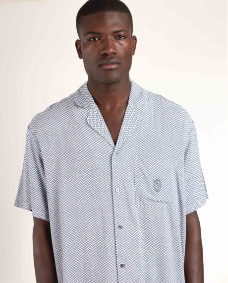 ADMAS CLASSIC Pijama Abierto Manga Corta Stripes & Dots para Hombre AZUL 2