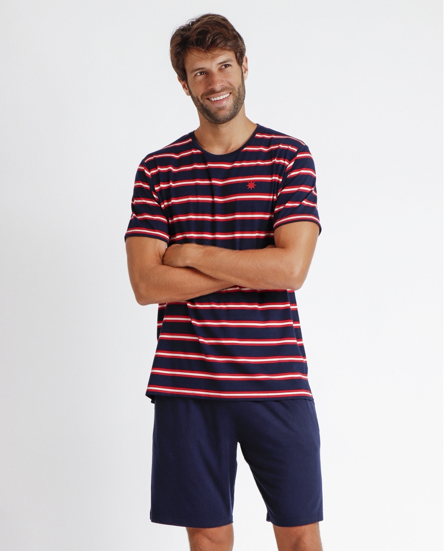 ADMAS Pijama Manga Corta Ship´s Wheel para Hombre MARINO ADMAS Pijama Manga Corta Ship´s Wheel para Hombre MARINO