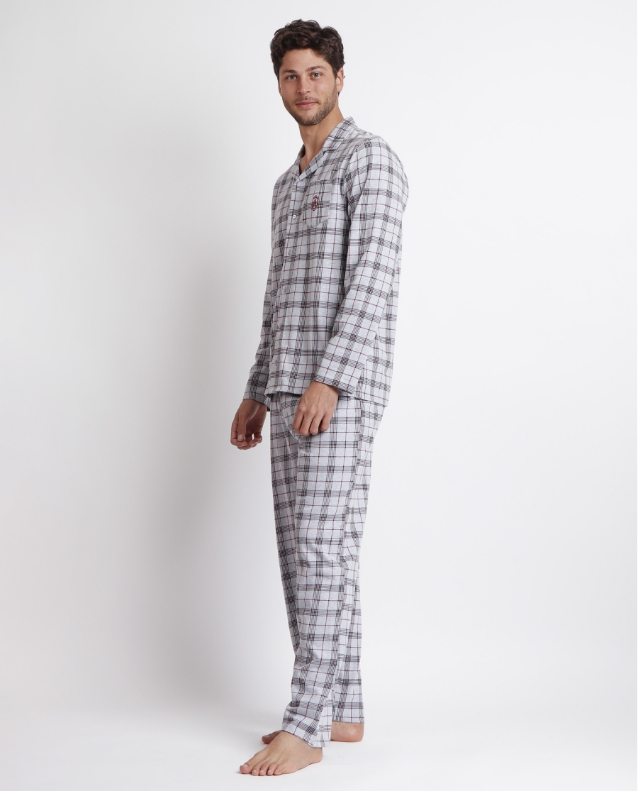 ADMAS CLASSIC Pijama Abierto Manga Larga Garnet Style para Hombre GRIS JASPE ADMAS CLASSIC Pijama Abierto Manga Larga Garnet Style para Hombre GRIS JASPE