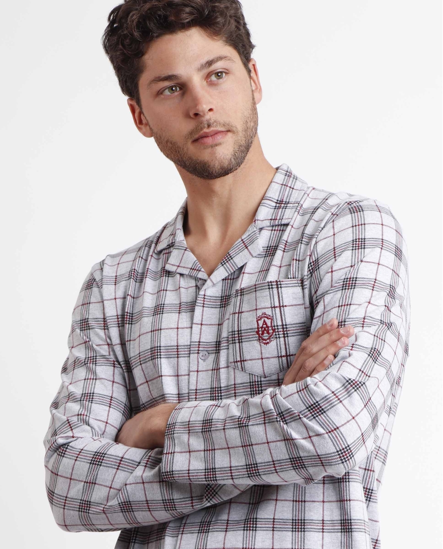 ADMAS CLASSIC Pijama Abierto Manga Larga Garnet Style para Hombre GRIS JASPE ADMAS CLASSIC Pijama Abierto Manga Larga Garnet Style para Hombre GRIS JASPE