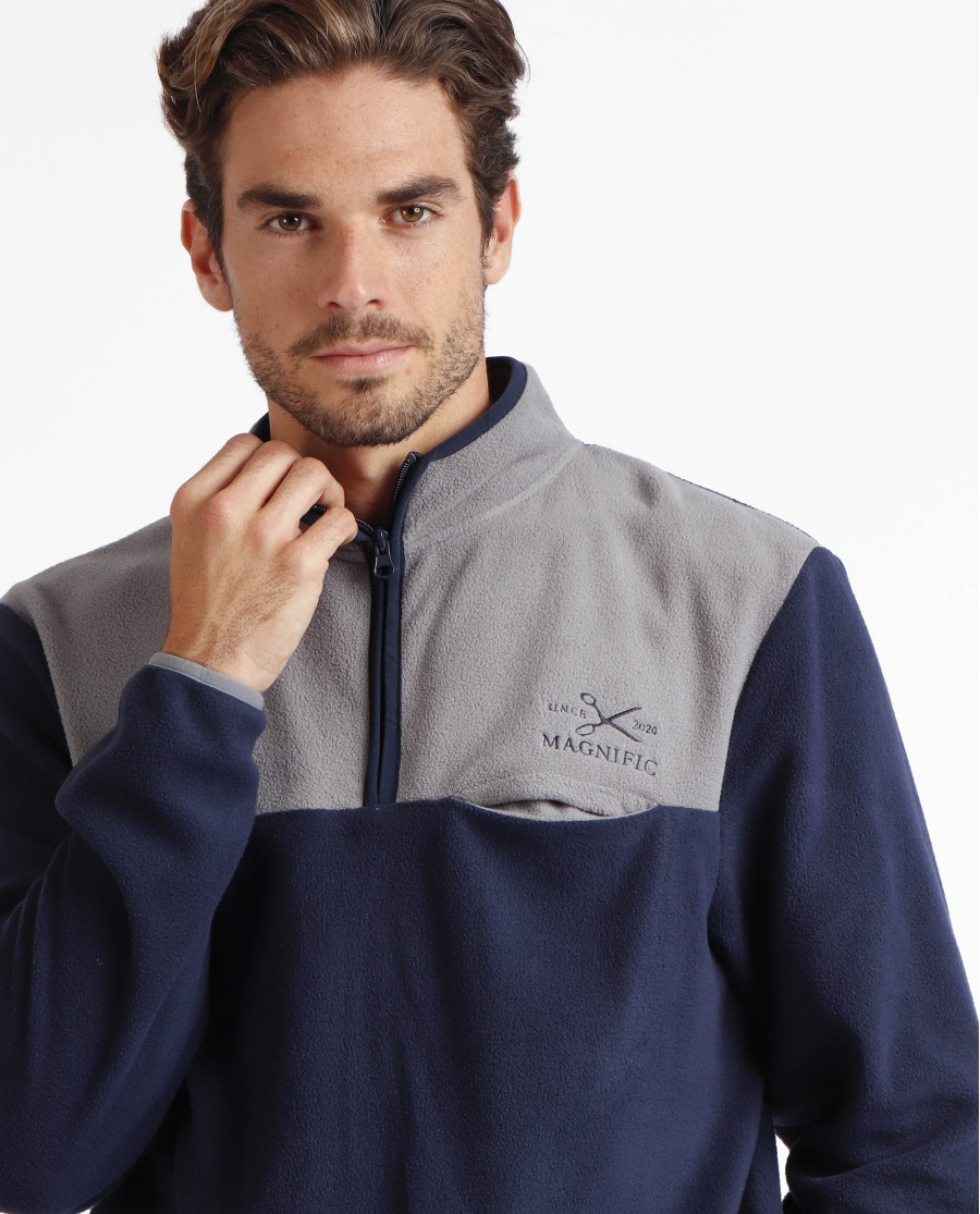 ADMAS MAGNIFIC Pijama Calentito Micropolar Manga Larga Sport para Hombre MARINO