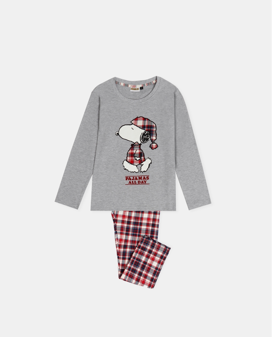 PEANUTS Pijama Manga Larga Cute Snoopy para Niña GRIS JASPE PEANUTS Pijama Manga Larga Cute Snoopy para Niña GRIS JASPE