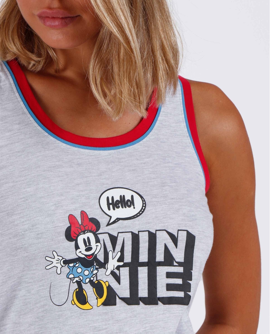DISNEY Pijama Sin Mangas Hello Mickey para Mujer GRIS JASPE DISNEY Pijama Sin Mangas Hello Mickey para Mujer GRIS JASPE