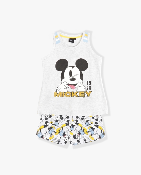 DISNEY Pijama Sin Mangas Mickey Summer para Niña GRIS JASPE