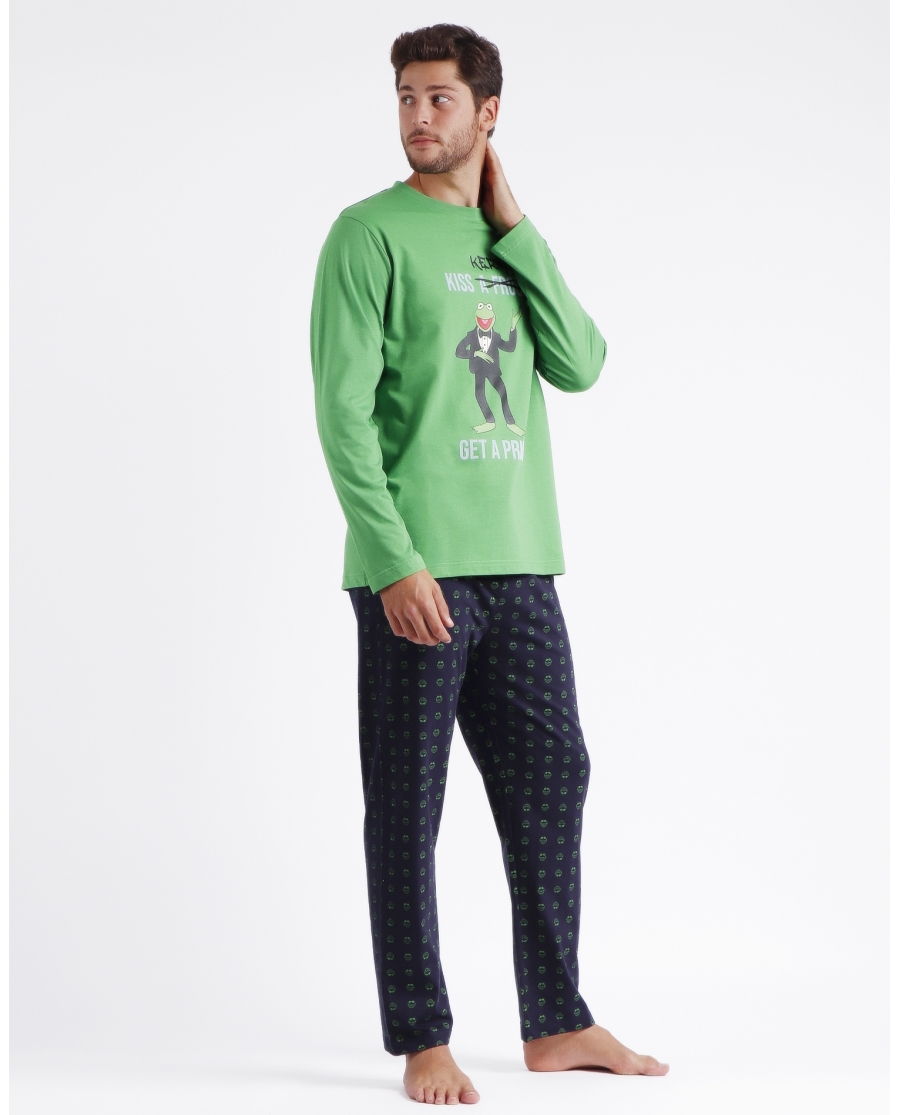 DISNEY Pijama Manga Larga Kermit Kiss para Hombre VERDE DISNEY Pijama Manga Larga Kermit Kiss para Hombre VERDE