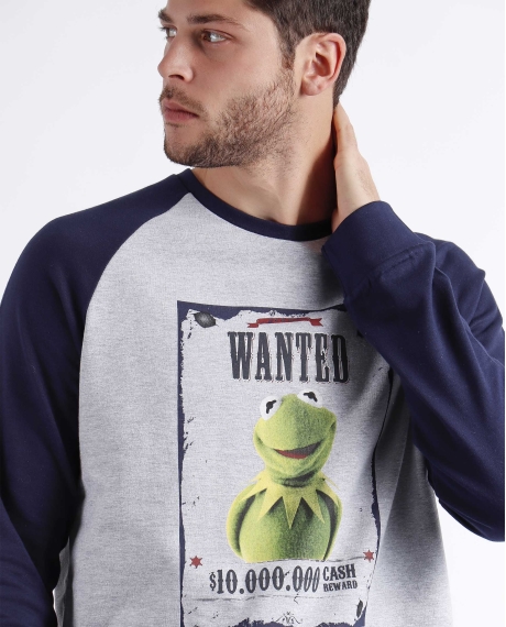 DISNEY Pijama Manga Larga Kermit Wanted para Hombre MARINO 2