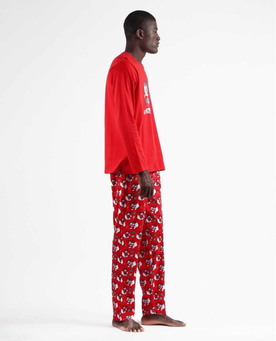 DISNEY Pijama Manga Larga Holidays para Hombre ROJO