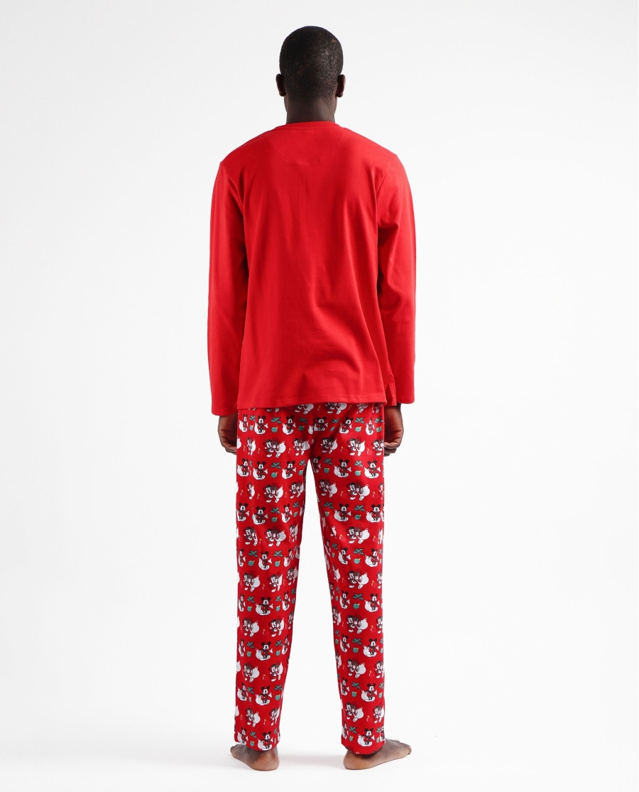 DISNEY Pijama Manga Larga Holidays para Hombre ROJO