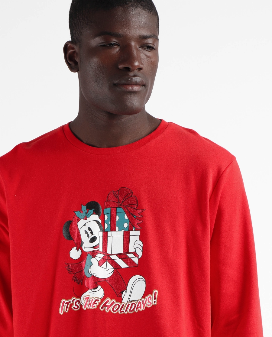 DISNEY Pijama Manga Larga Holidays para Hombre ROJO