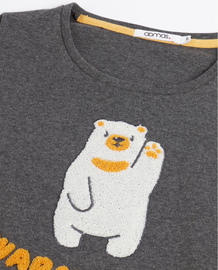 ADMAS Pijama Manga Larga Warm Hugs para Niña GRIS JASPE ADMAS Pijama Manga Larga Warm Hugs para Niña GRIS JASPE