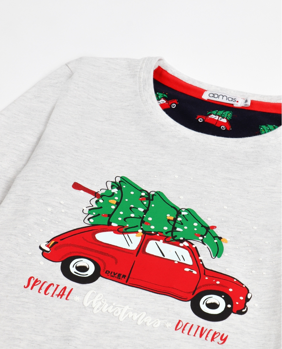 ADMAS Pijama Manga Larga Xmas Tree para Niña GRIS JASPE ADMAS Pijama Manga Larga Xmas Tree para Niña GRIS JASPE