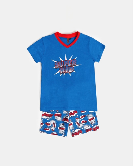 DIVER Pijama Manga Corta Super Dad para Niño AZULON