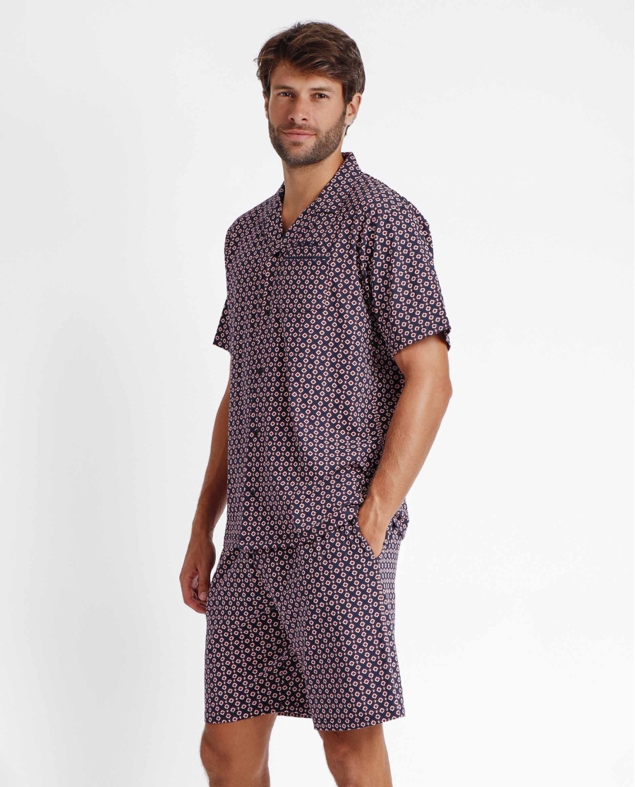 ANTONIO MIRO Pijama Abierto Manga Corta Panot para Hombre MARINO ANTONIO MIRO Pijama Abierto Manga Corta Panot para Hombre MARINO