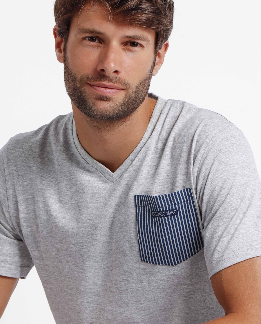 ANTONIO MIRO Pijama Manga Corta Travel para Hombre GRIS JASPE ANTONIO MIRO Pijama Manga Corta Travel para Hombre GRIS JASPE