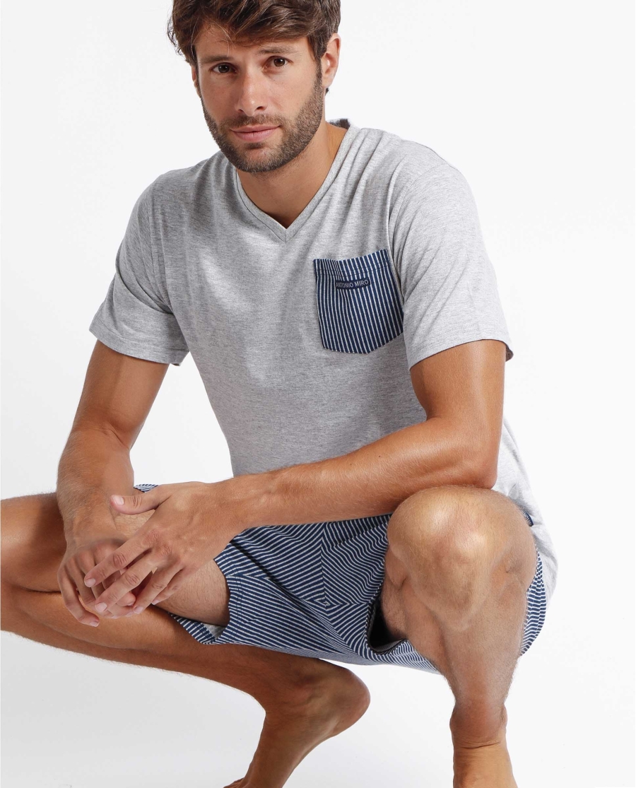 ANTONIO MIRO Pijama Manga Corta Travel para Hombre GRIS JASPE ANTONIO MIRO Pijama Manga Corta Travel para Hombre GRIS JASPE