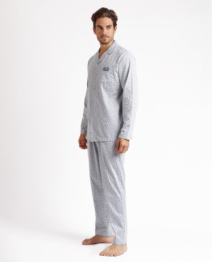 ANTONIO MIRO Pijama Abierto Manga Larga Typewriter para Hombre GRIS JASPE ANTONIO MIRO Pijama Abierto Manga Larga Typewriter para Hombre GRIS JASPE