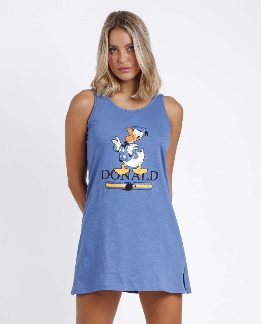 DISNEY Camisola Sin Mangas Donald Fashion para Mujer AZUL DISNEY Camisola Sin Mangas Donald Fashion para Mujer AZUL