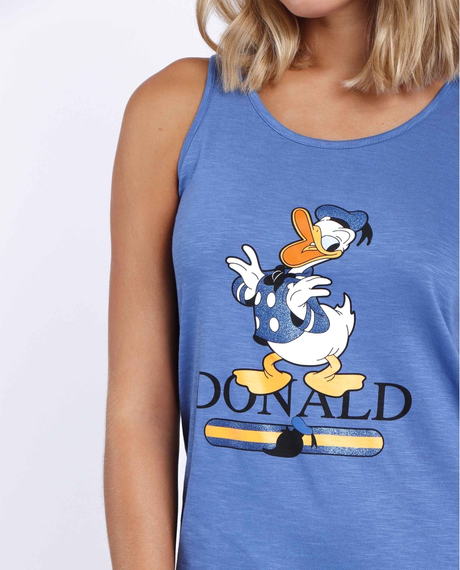 DISNEY Camisola Sin Mangas Donald Fashion para Mujer AZUL DISNEY Camisola Sin Mangas Donald Fashion para Mujer AZUL