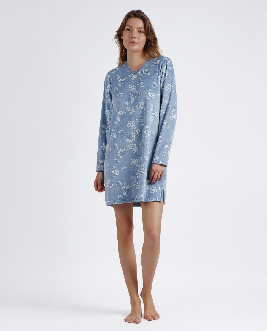 ADMAS GARDEN Camisola Manga Larga White Flowers para Mujer AZUL ADMAS GARDEN Camisola Manga Larga White Flowers para Mujer AZUL