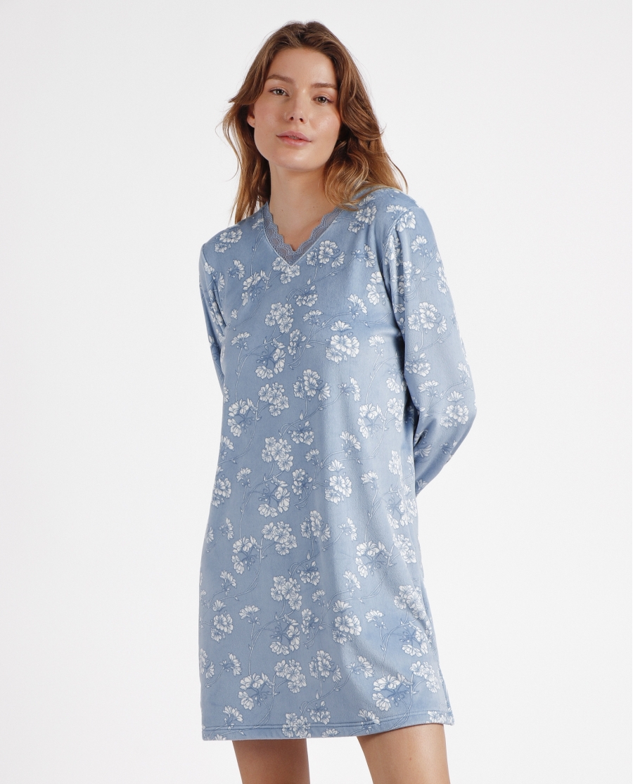 ADMAS GARDEN Camisola Manga Larga White Flowers para Mujer AZUL ADMAS GARDEN Camisola Manga Larga White Flowers para Mujer AZUL