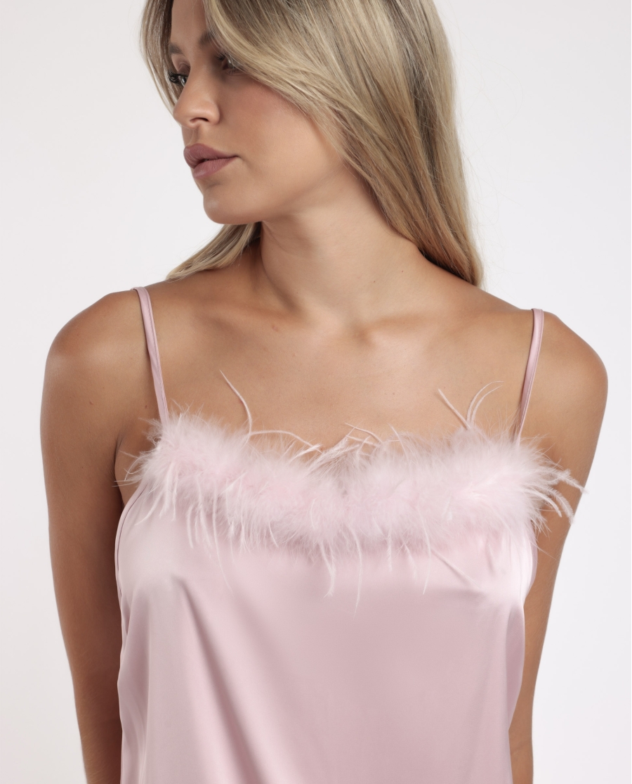 ADMAS LUXURY Camisola Tirantes Novia Plumas Marabu para Mujer PETALO ADMAS LUXURY Camisola Tirantes Novia Plumas Marabu para Mujer PETALO