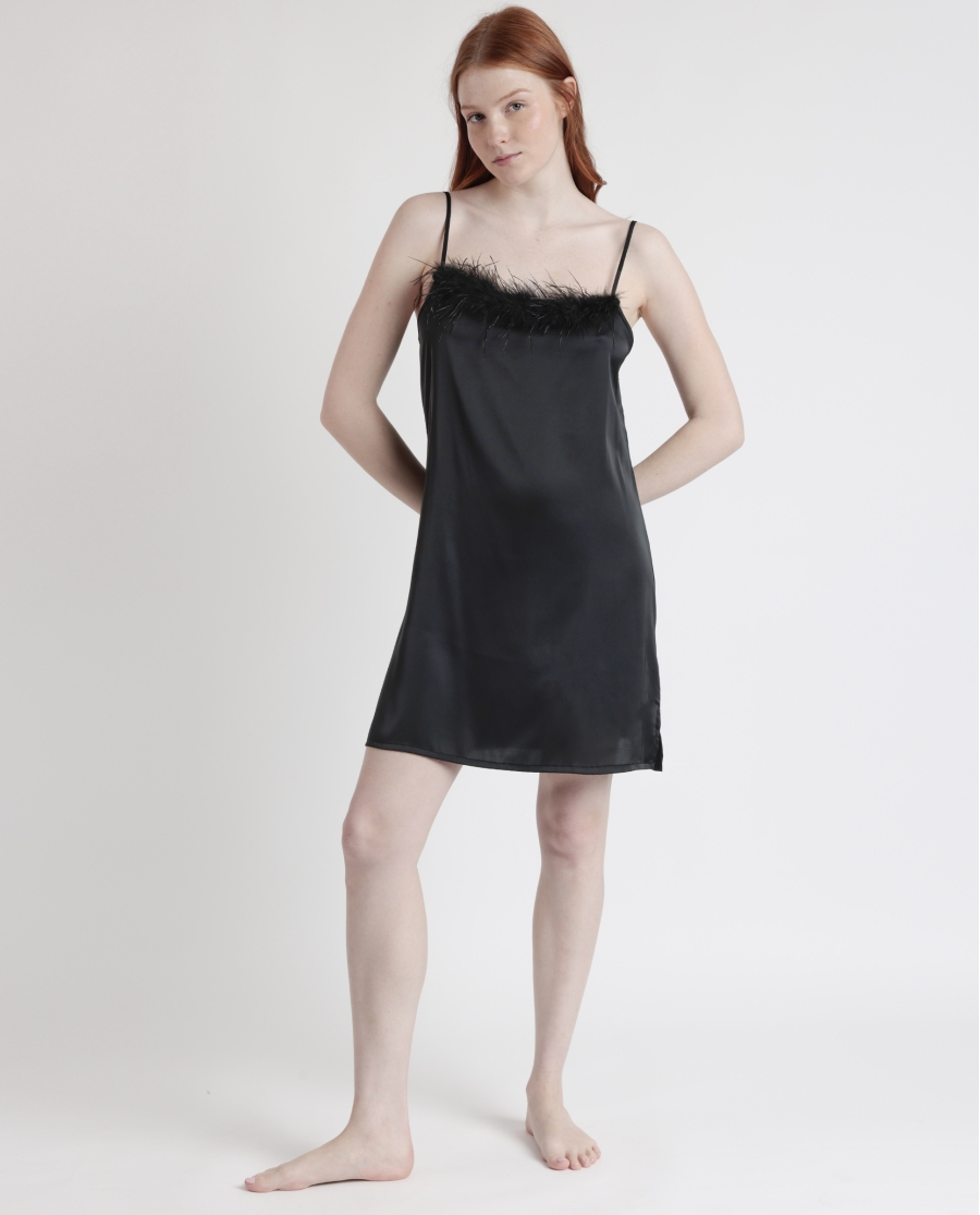 ADMAS CLASSIC Camisola Tirantes Plumas Marabu Christmas para Mujer NEGRO ADMAS CLASSIC Camisola Tirantes Plumas Marabu Christmas para Mujer NEGRO