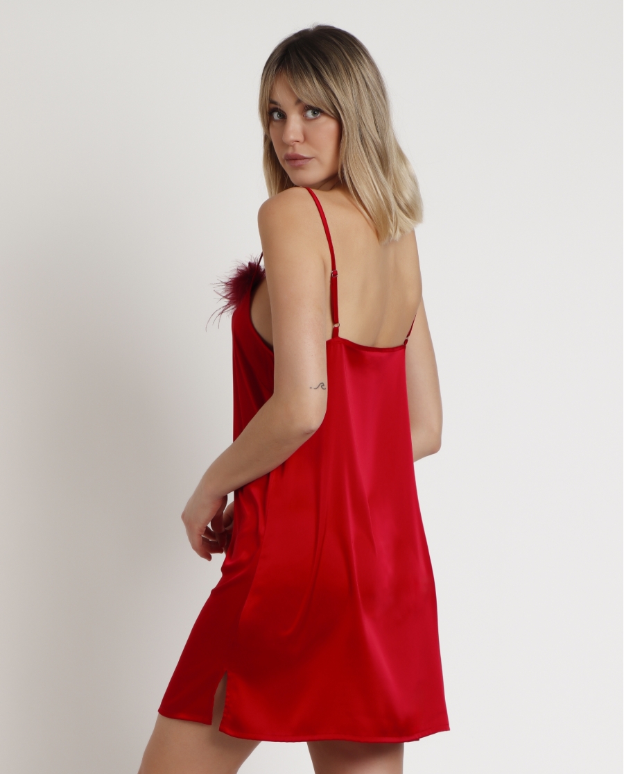 ADMAS CLASSIC Camisola Tirantes Plumas Marabu Christmas para Mujer ROJO ADMAS CLASSIC Camisola Tirantes Plumas Marabu Christmas para Mujer ROJO