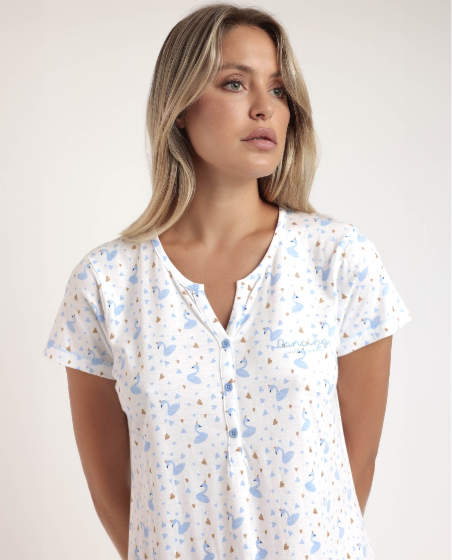 ADMAS Camisola Manga Corta Dancing With Swans para Mujer AZUL ADMAS Camisola Manga Corta Dancing With Swans para Mujer AZUL
