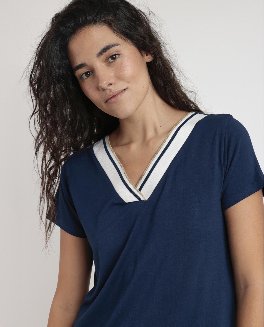 ADMAS Camisola Manga Corta Trip para Mujer MARINO ADMAS Camisola Manga Corta Trip para Mujer MARINO