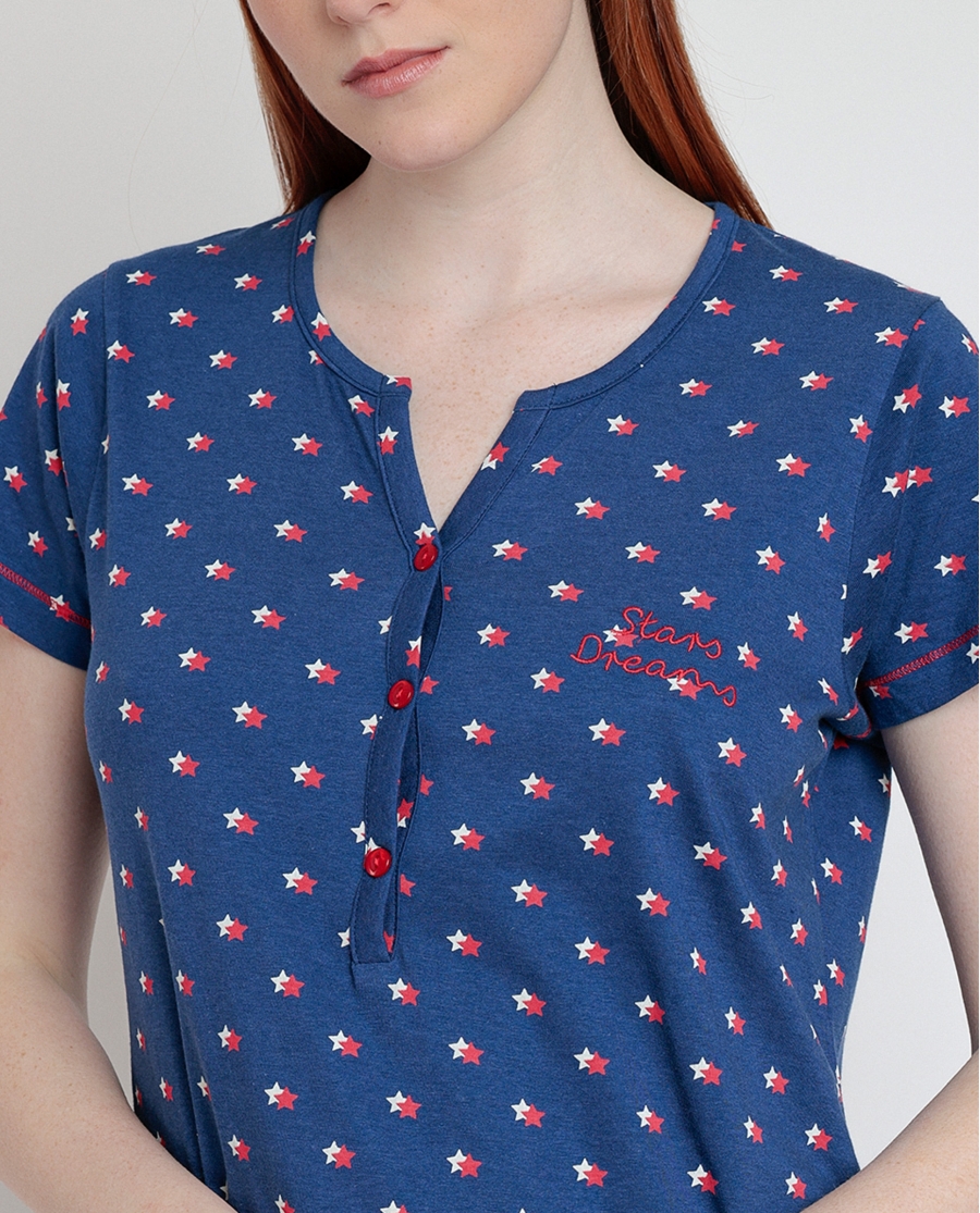 ADMAS Camisola Manga Corta Stares Dreams para Mujer MARINO