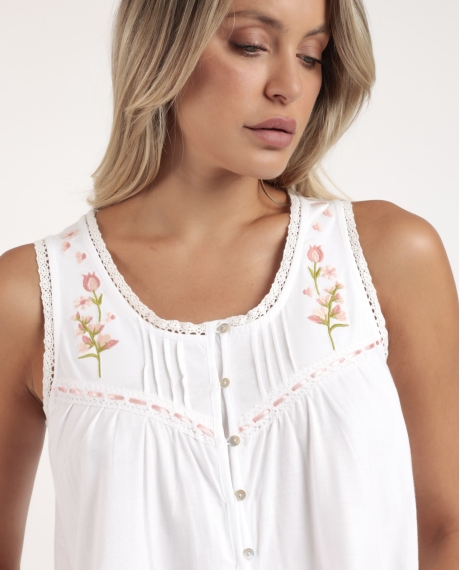 ADMAS CLASSIC Camisola Sin Mangas Embroidery Colors para Mujer BLANCO 2