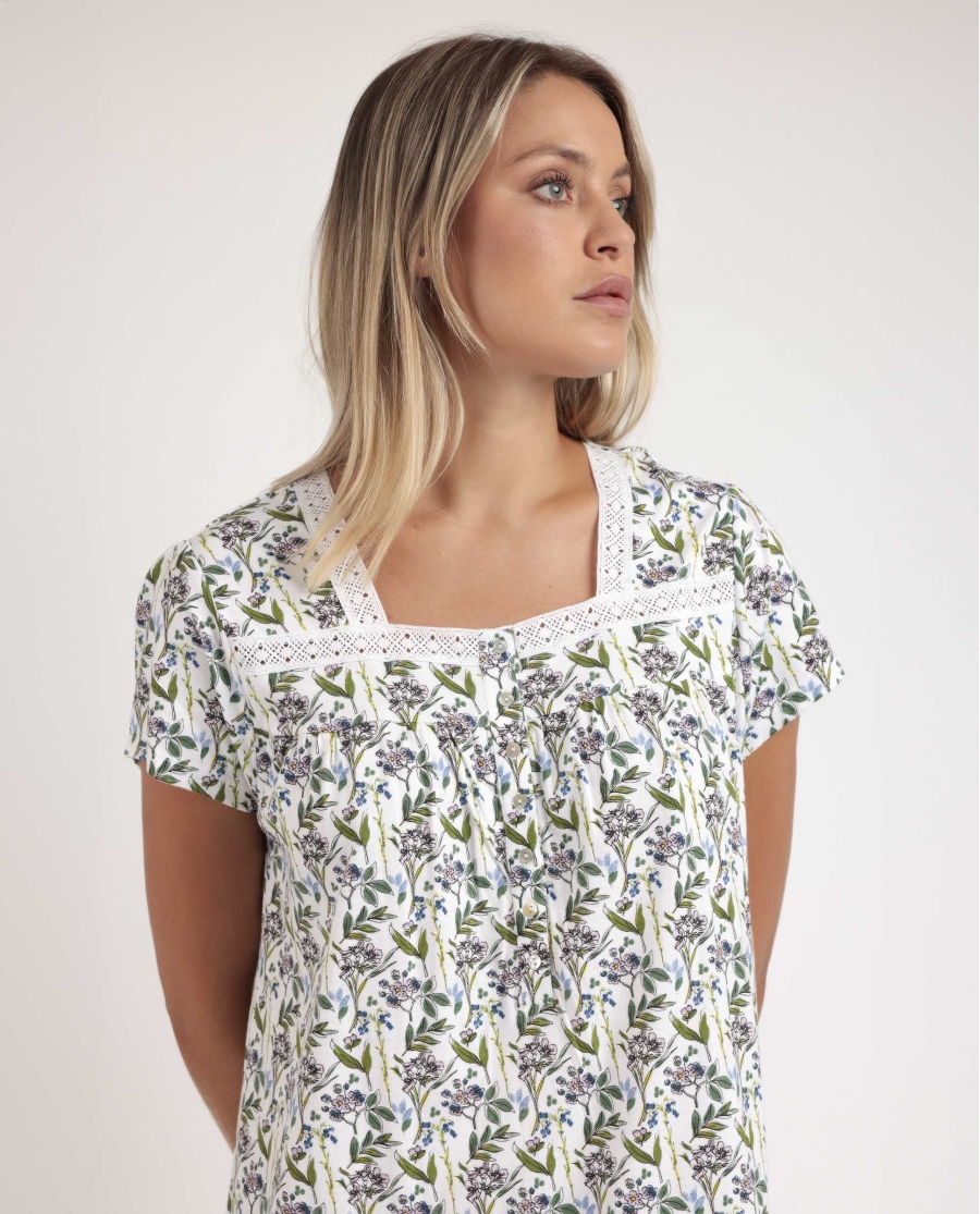 ADMAS GARDEN Camisola Manga Corta Dream Flowers para Mujer MALVA ADMAS GARDEN Camisola Manga Corta Dream Flowers para Mujer MALVA