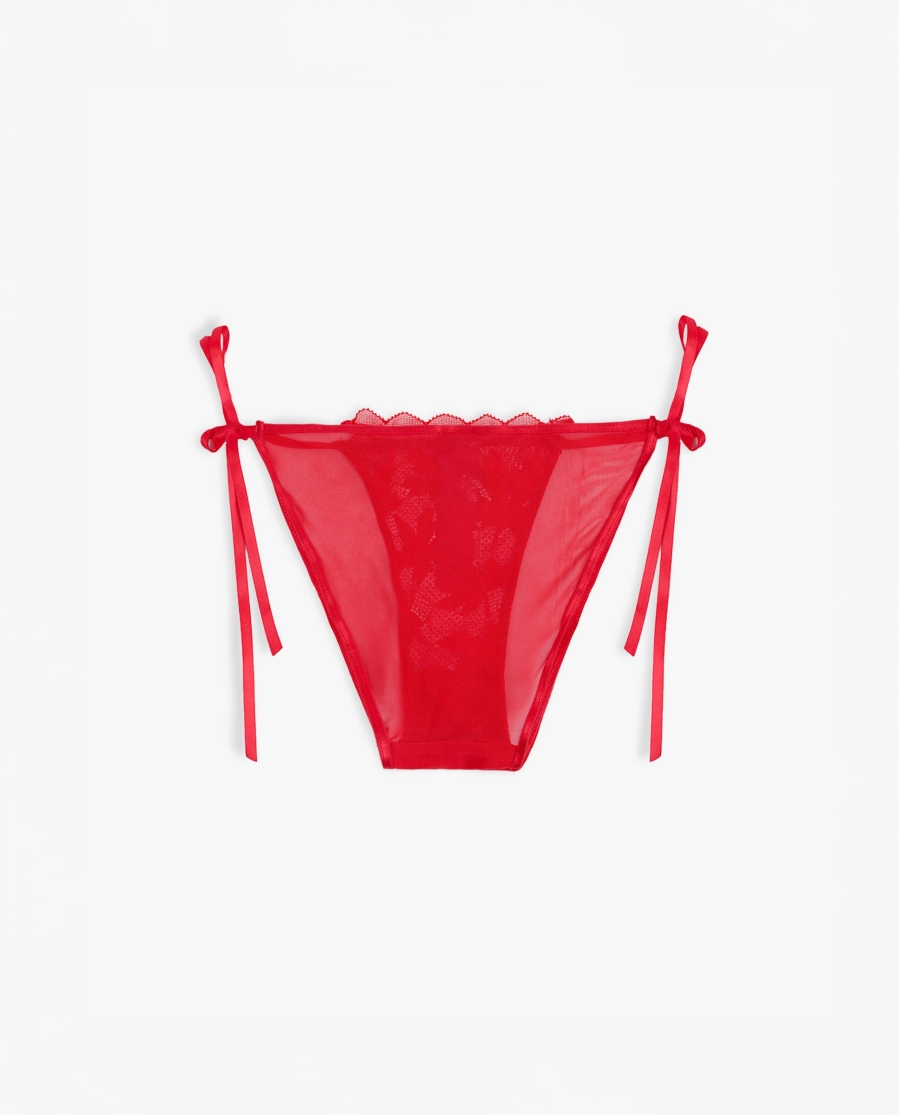 ADMAS Tentación Abierta de Encaje + Braga para Mujer ROJO