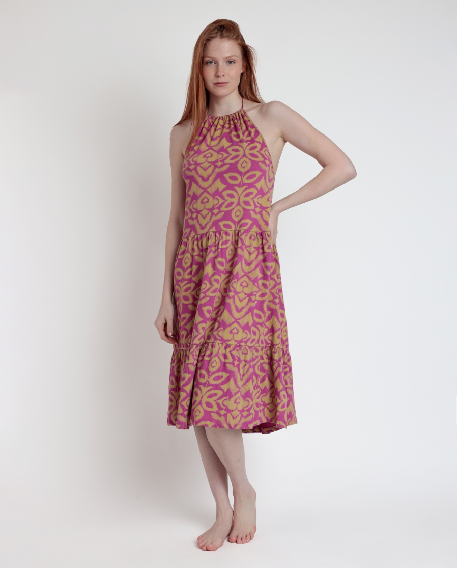 ADMAS Vestido Halter Pink & Green para Mujer MORADO ADMAS Vestido Halter Pink & Green para Mujer MORADO