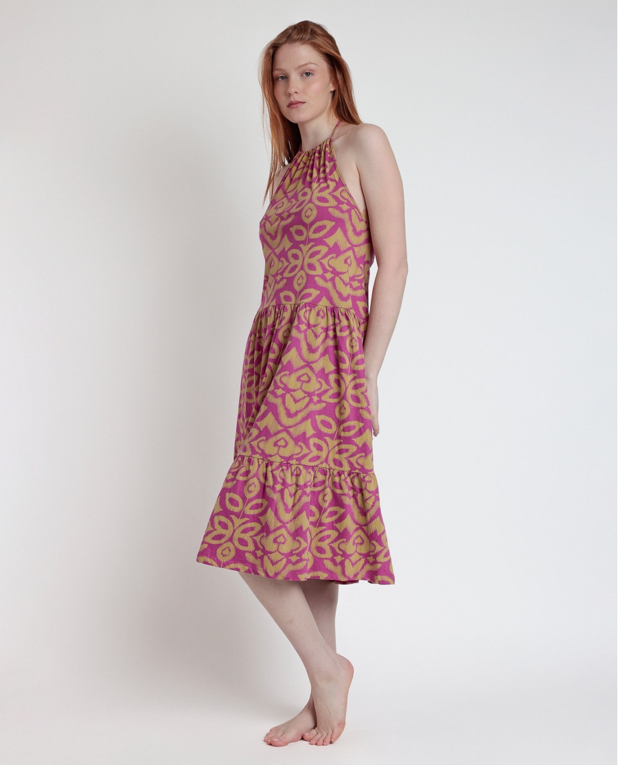 ADMAS Vestido Halter Pink & Green para Mujer MORADO ADMAS Vestido Halter Pink & Green para Mujer MORADO