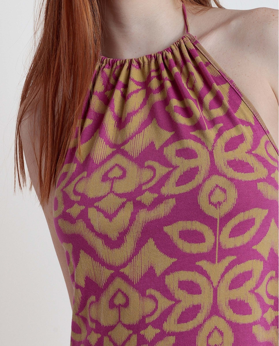 ADMAS Vestido Halter Pink & Green para Mujer MORADO ADMAS Vestido Halter Pink & Green para Mujer MORADO