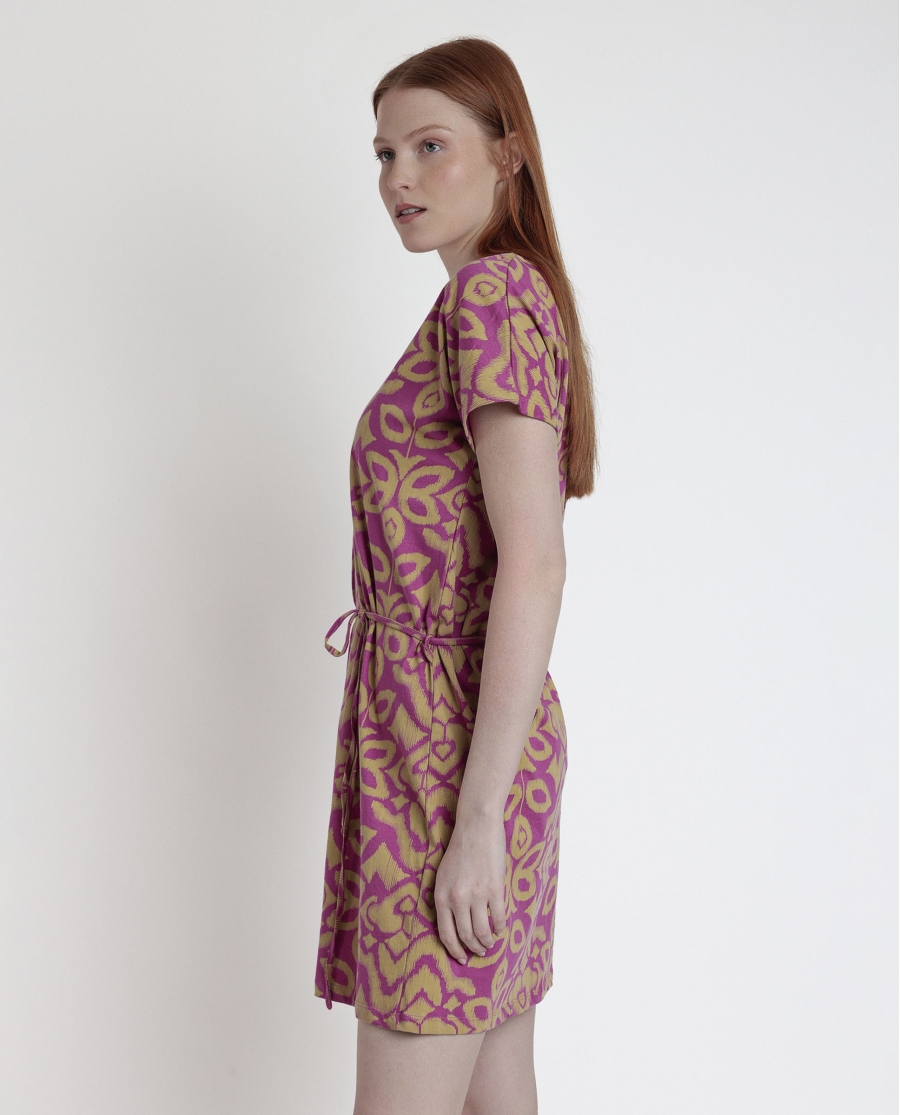 ADMAS Vestido Manga Corta Pink & Green para Mujer MORADO