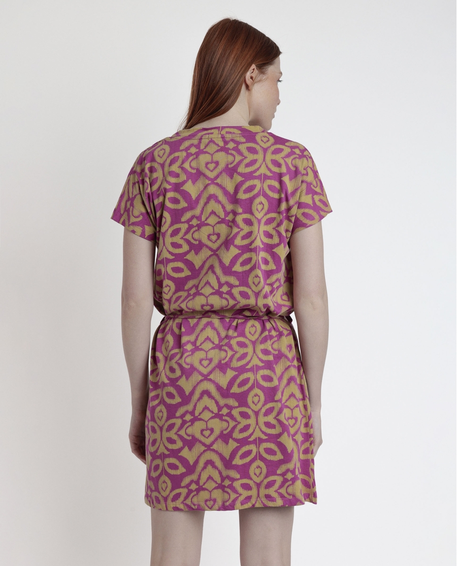 ADMAS Vestido Manga Corta Pink & Green para Mujer MORADO
