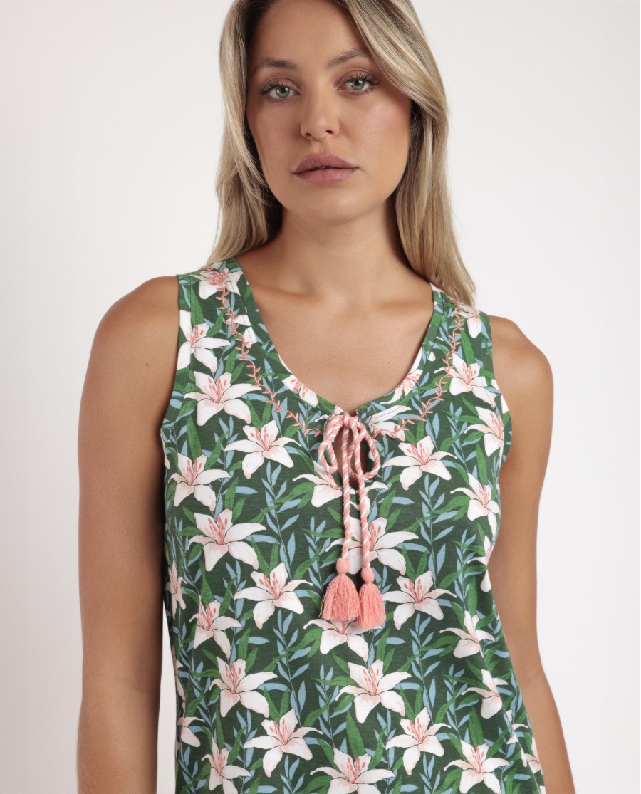 ADMAS Camisola Sin Mangas Flowers In The Sun para Mujer VERDE
