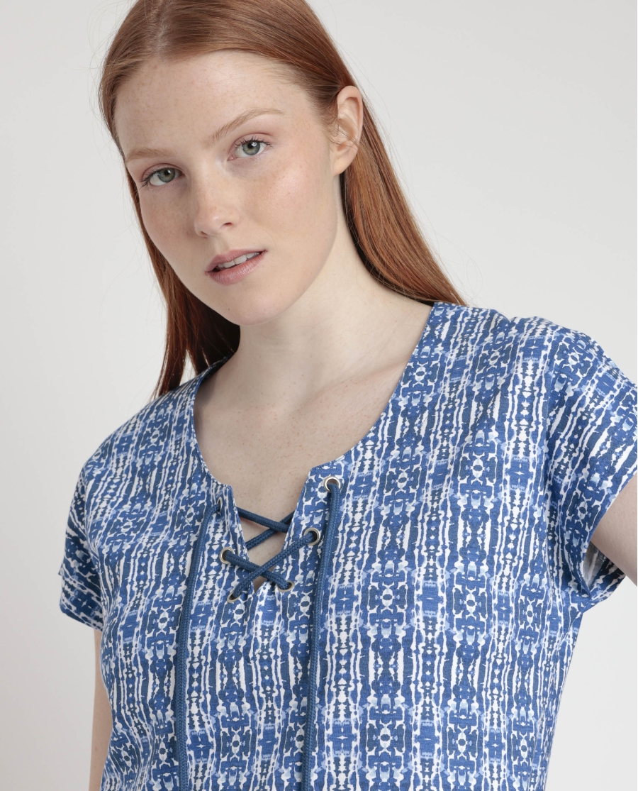 ADMAS Camisola Manga Caída Ibiza Trip para Mujer AZUL